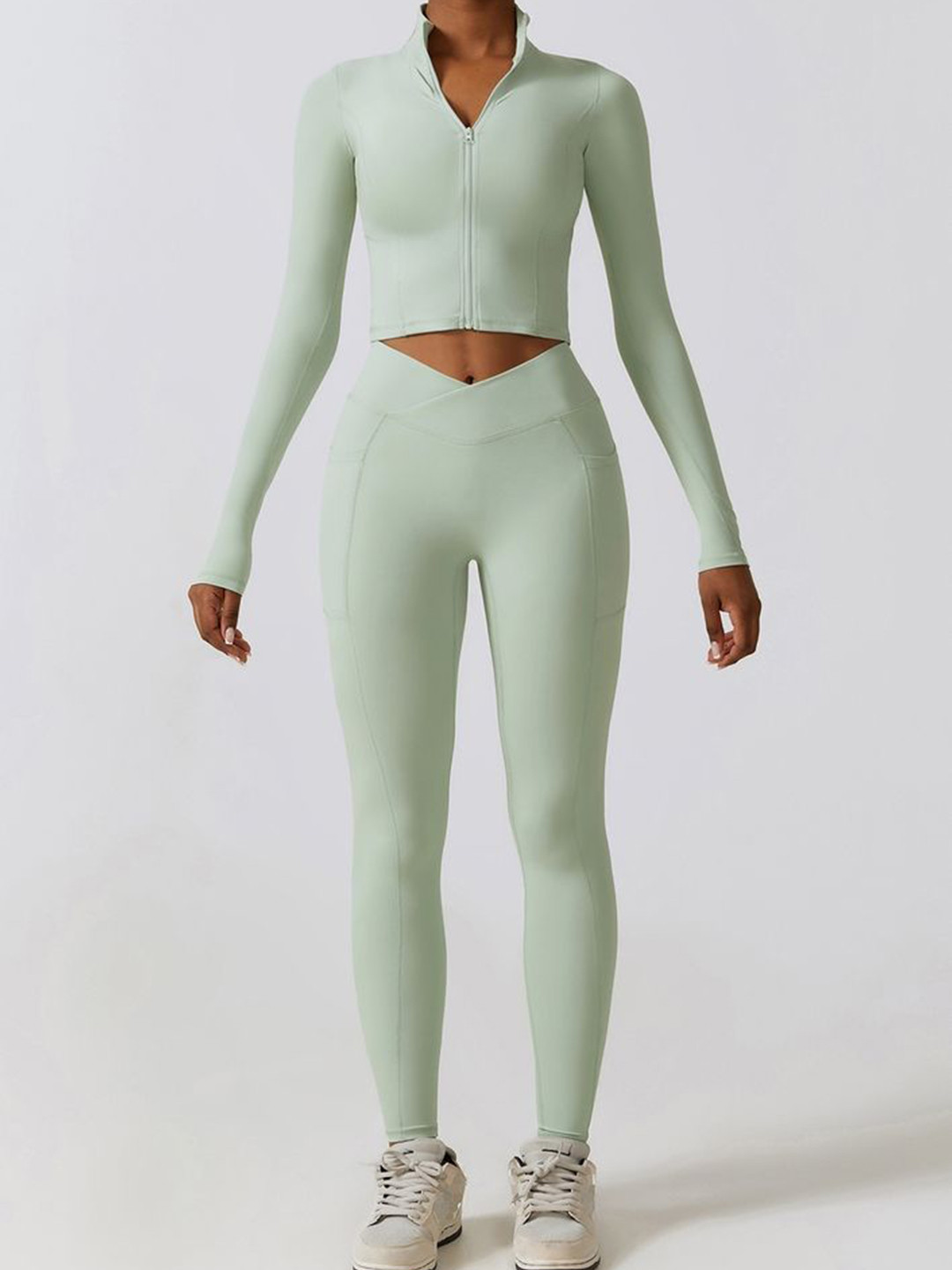

LULU & SKY Women Solid High Neck Nylon Top, Green