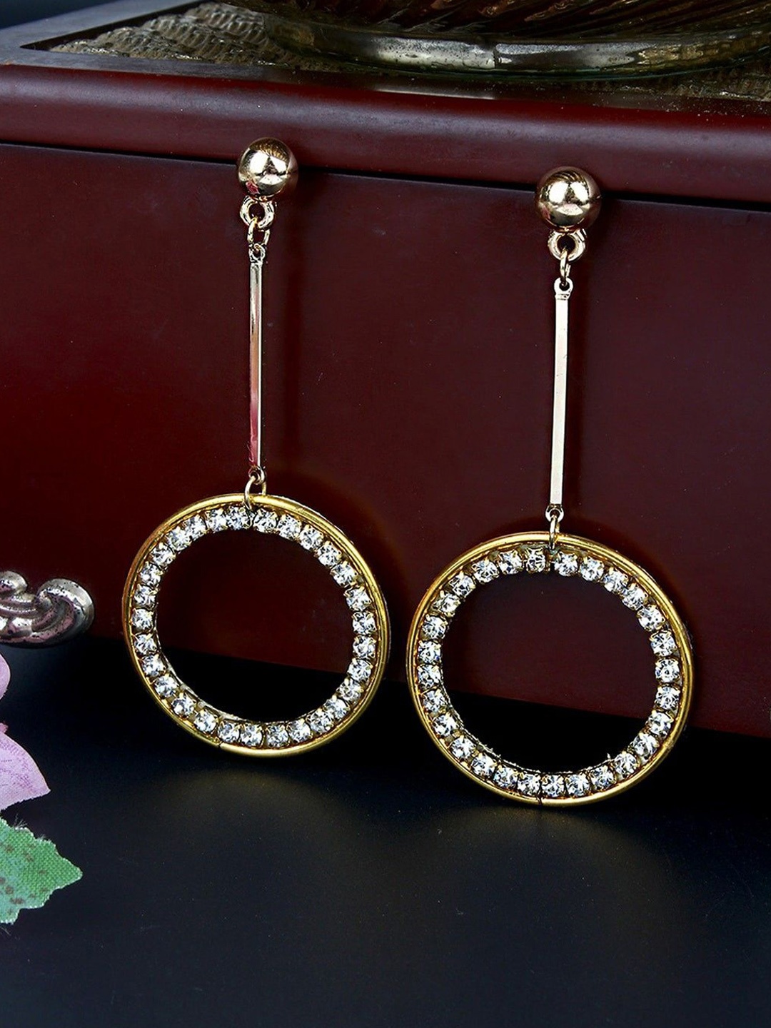 

KPOP Gold Plated Rhinestone Contemporary Drop Earrings