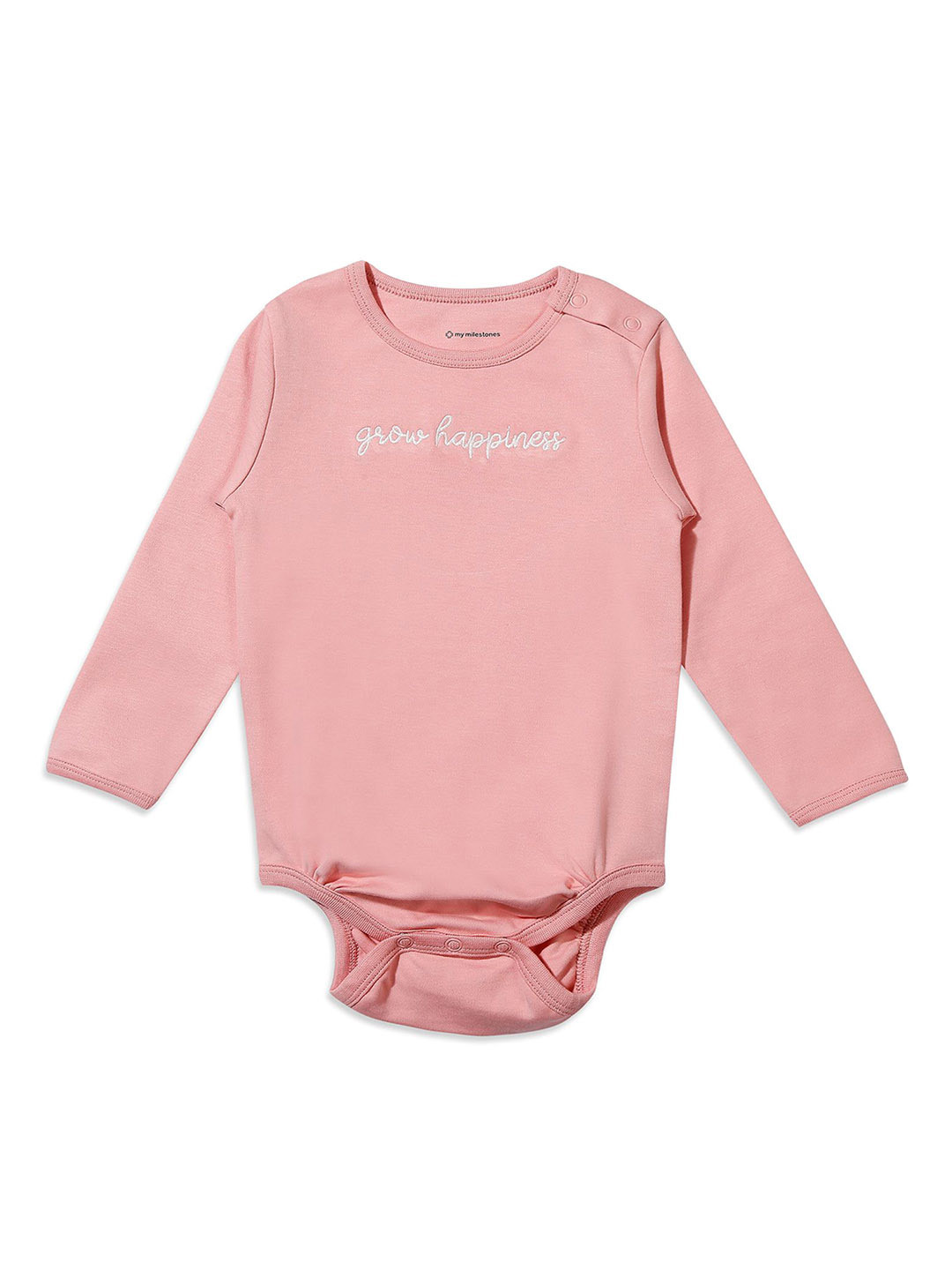 

My Milestones Infant Girls Embroidered Cotton Bodysuit, Peach