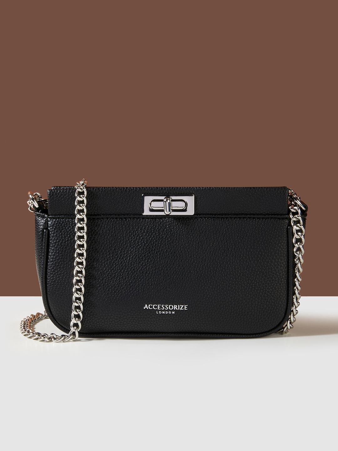 

Accessorize Women PU Structured Sling Bag, Black