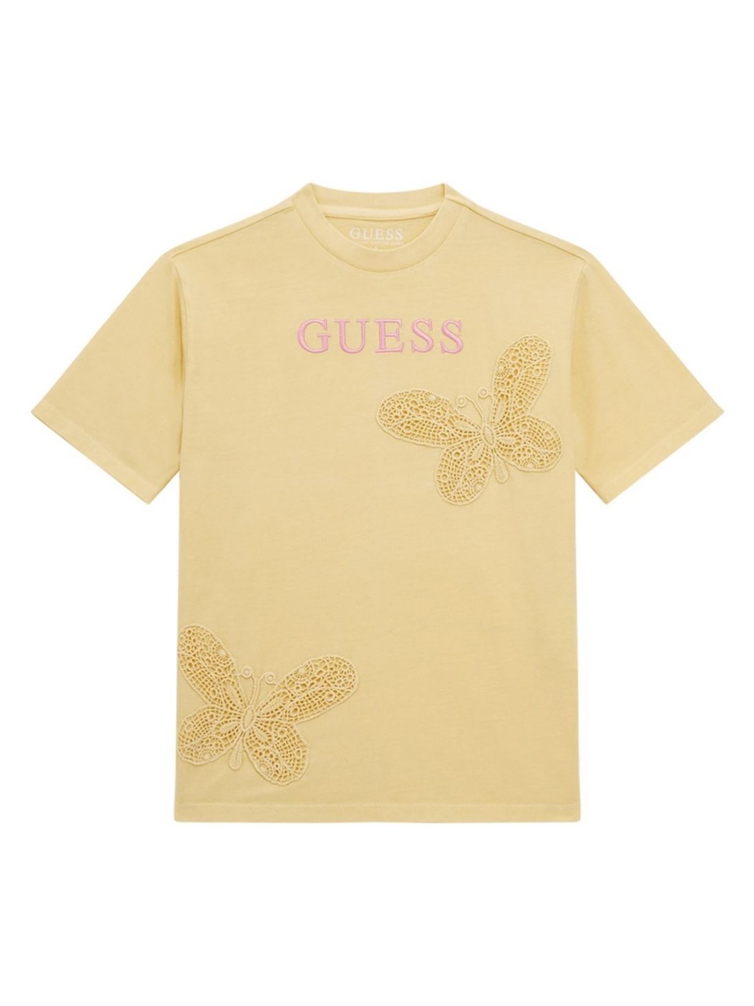 

GUESS kids Girls Graphic Printed Round Neck Cotton T-shirt, Yellow