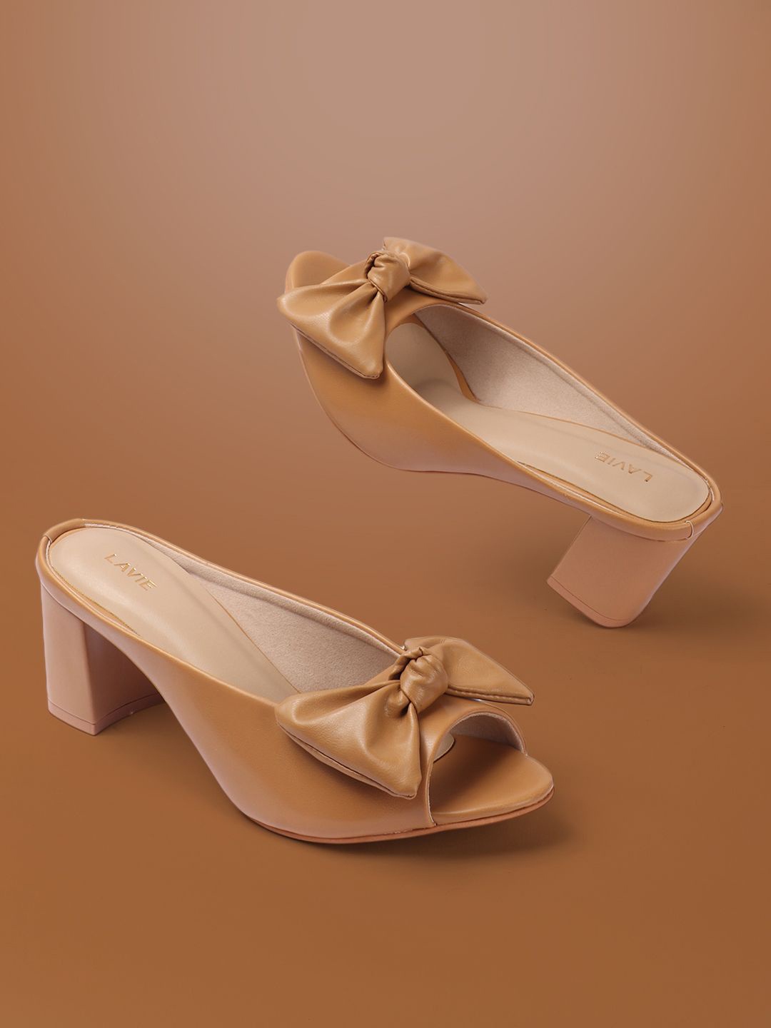 

Lavie Block Peep Toes with Bows, Beige