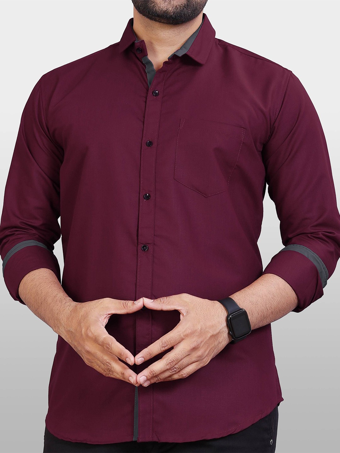 

Metronaut Men Slim Fit Opaque Casual Shirt, Maroon