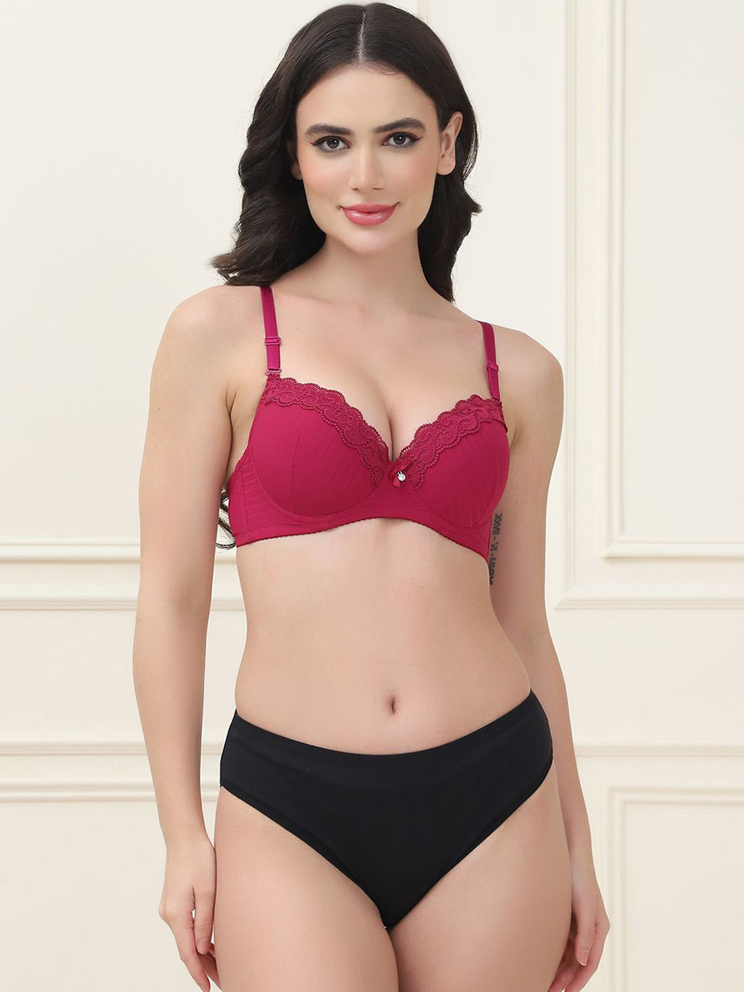 

PrettyCat Lightly Padded Lingerie Set, Maroon