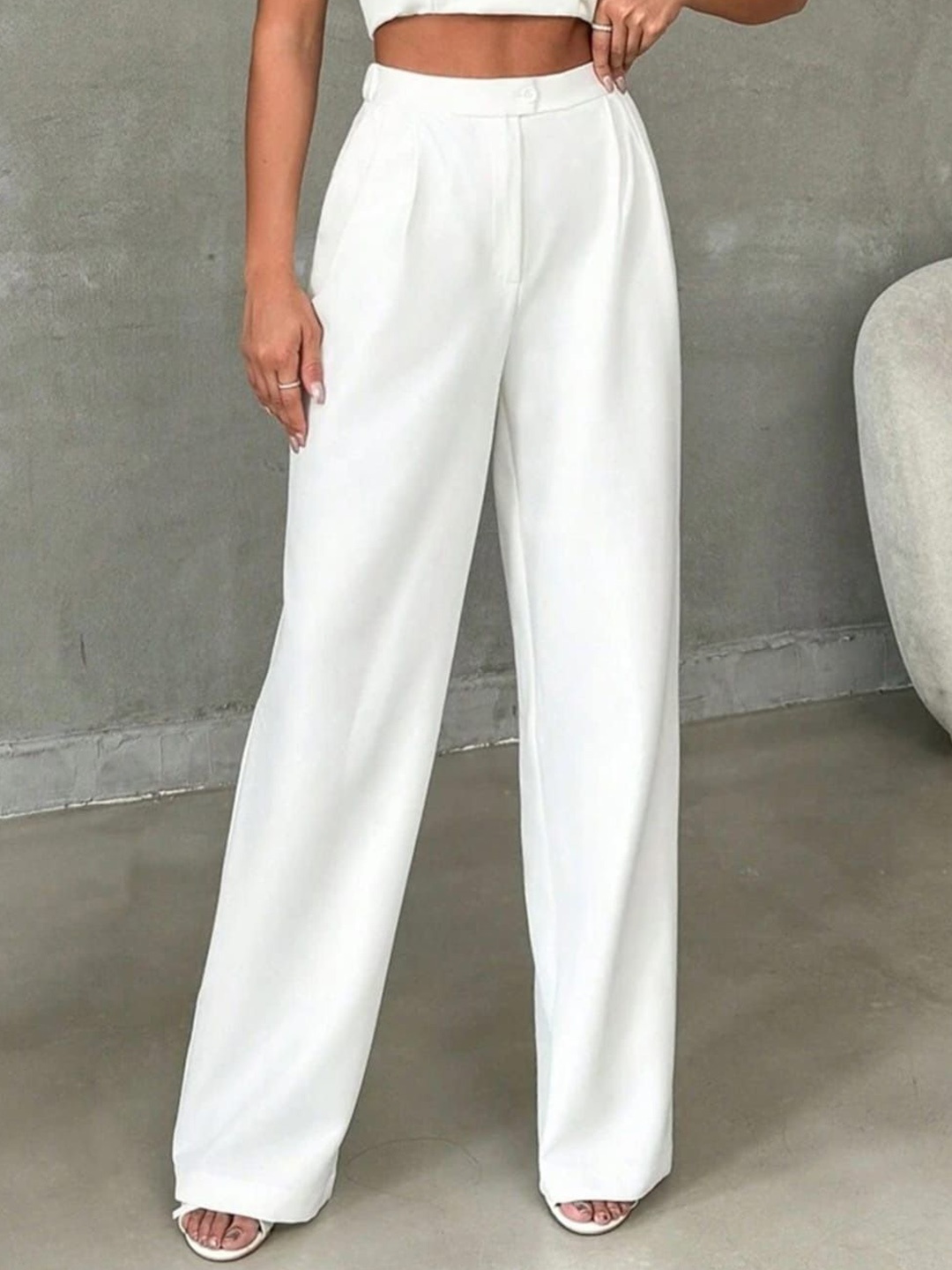 

Next One Women High-Rise Pleated Korean Trousers, White
