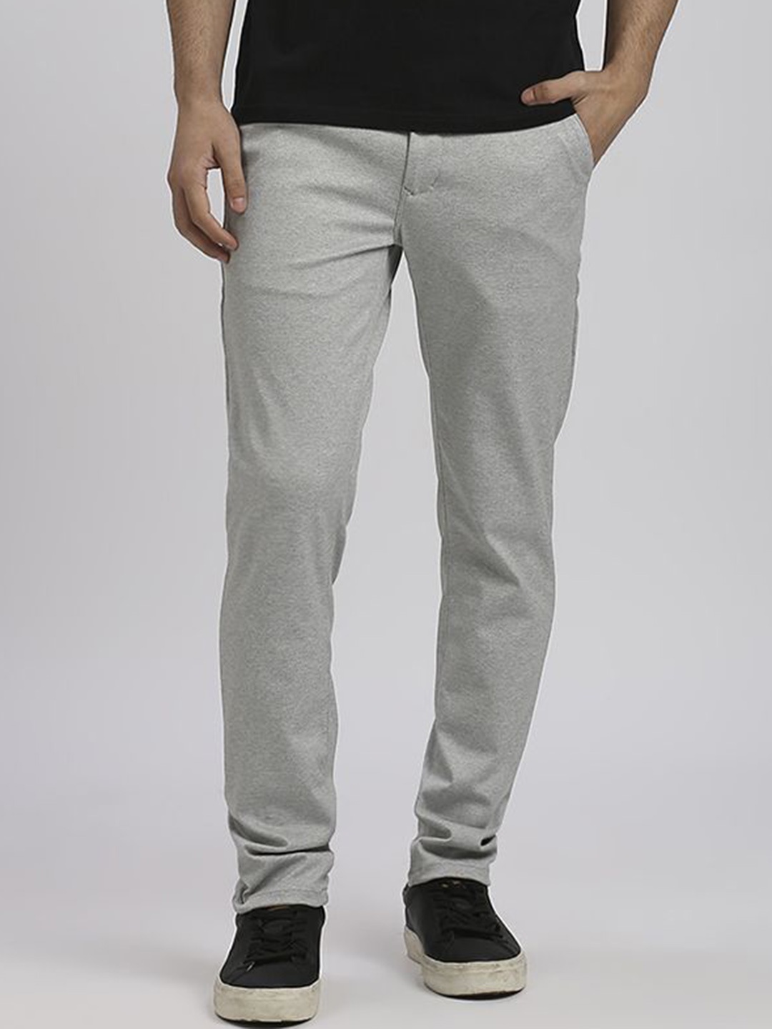 

ROCKING SWAMY Men Relaxed Slim Fit Easy Wash Trousers, Grey