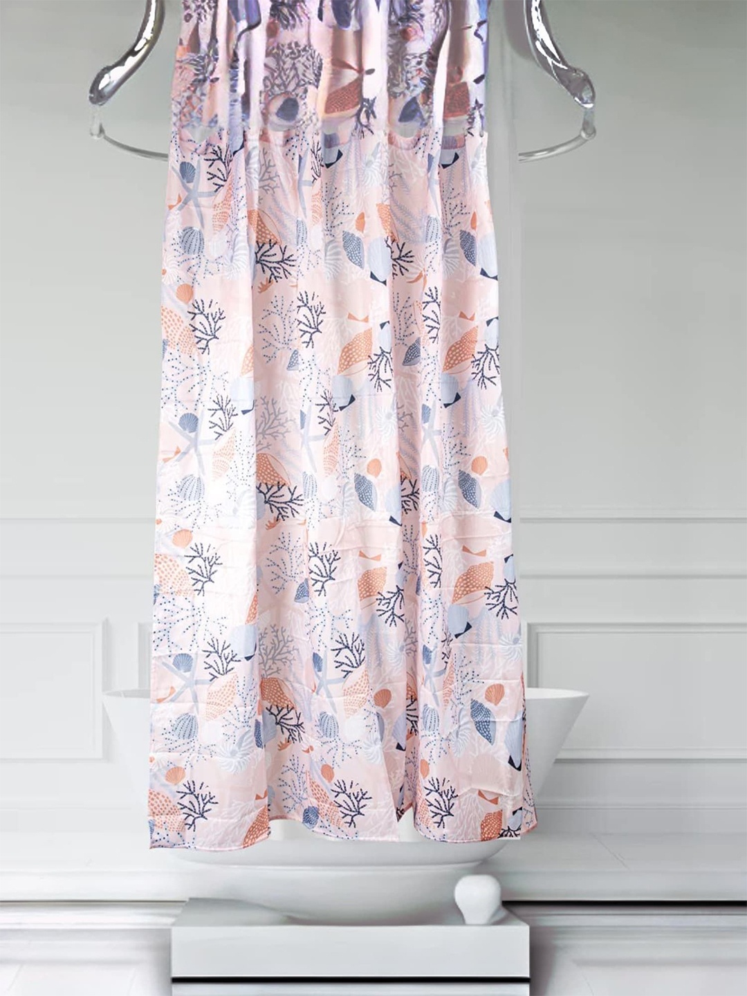

Anko Pink & Grey Floral Printed Waterproof Shower Curtain