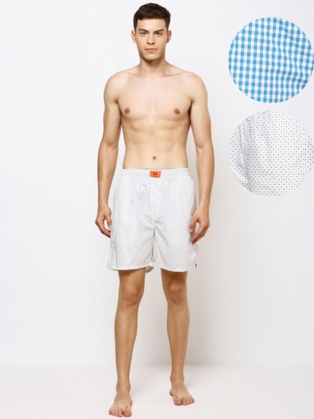 

Bareblow Men Pack Of 2 Checked & Printed Cotton Woven Boxers BBBX41119S, Blue