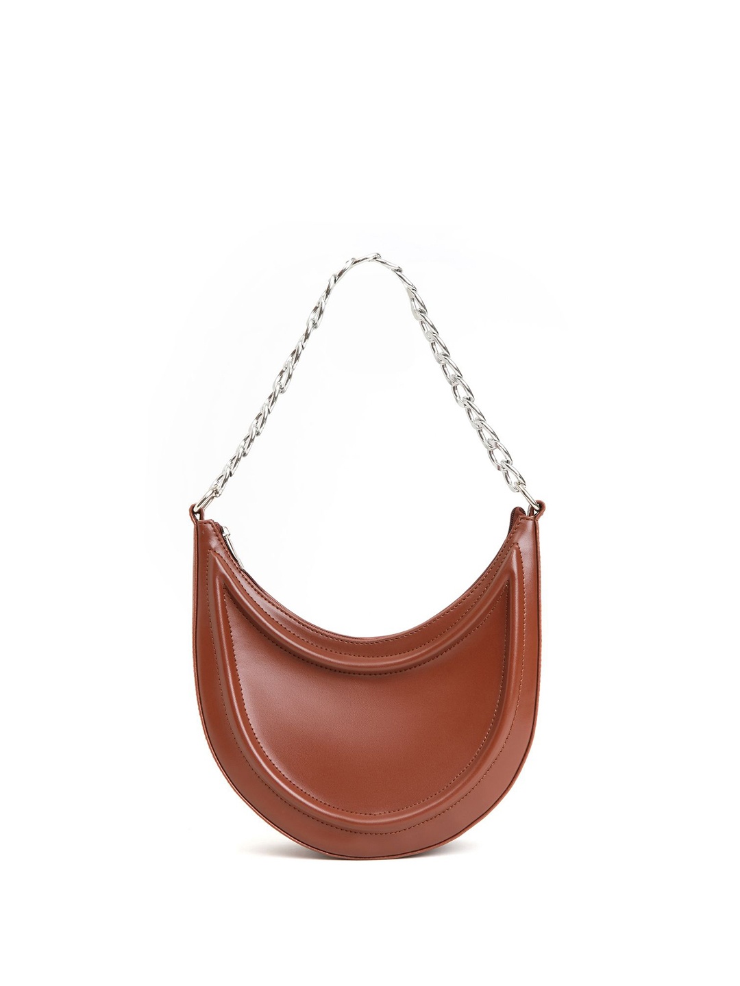 

DressBerry PU Half Moon Shoulder Bag with Tasselled, Brown