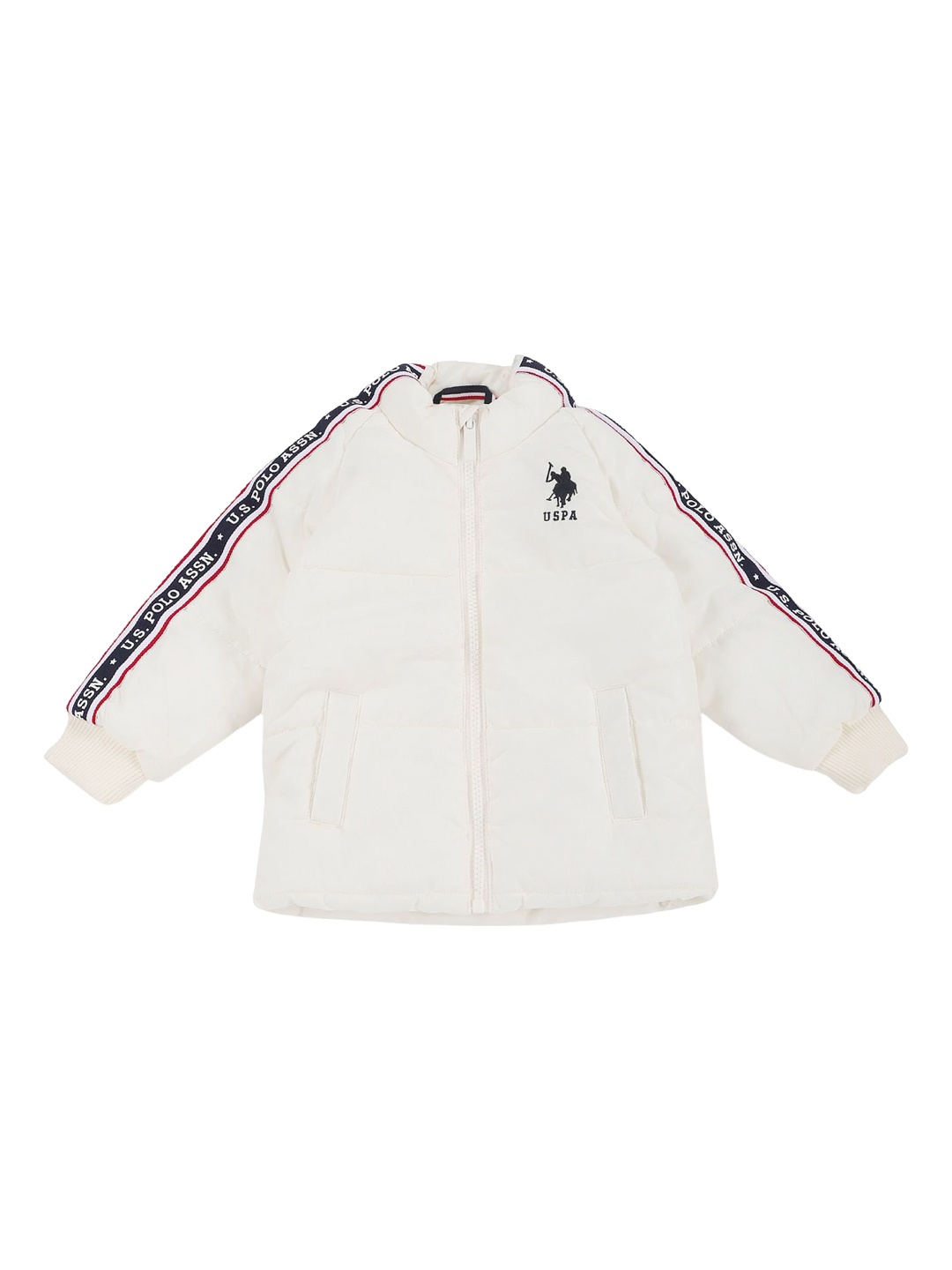 

U.S. Polo Assn. Kids Boys Brand Logo Printed Puffer Jacket, White