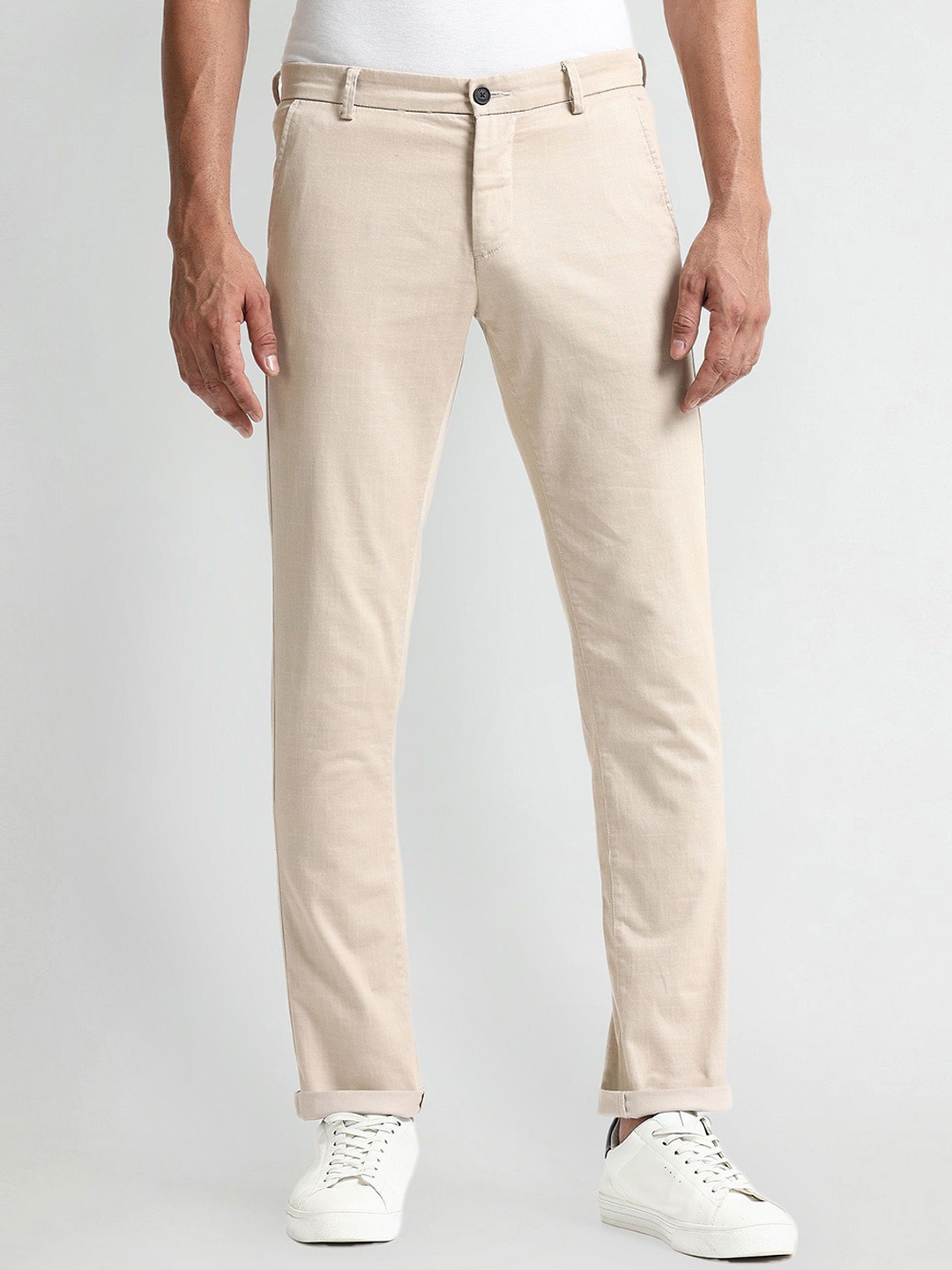 

Arrow Sport Men Slim Fit Regular Trousers, Beige