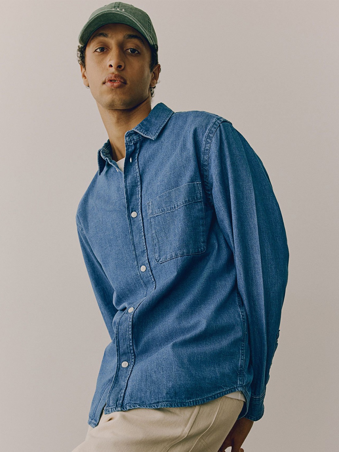 

H&M Pure Cotton Denim Shirt, Blue