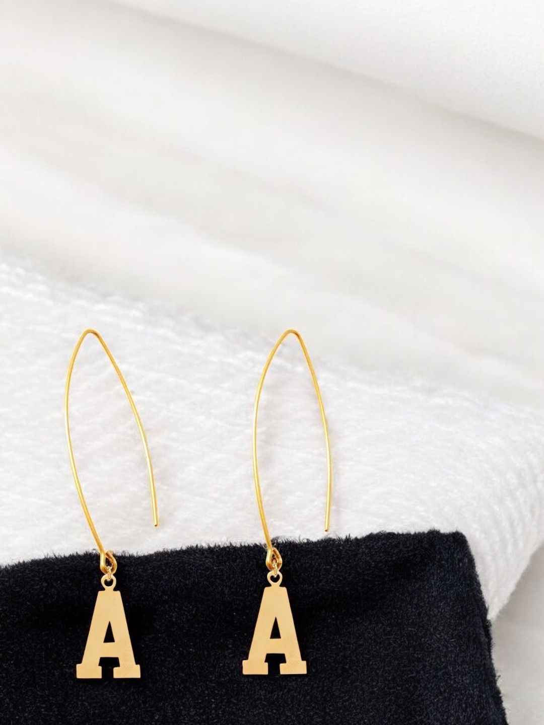 

Goldnera Gold-Plated Alphabet Shape Contemporary Drop Earrings