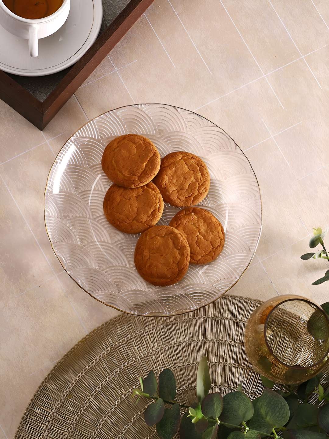 

TAYHAA Transparent Textured Glass Plates