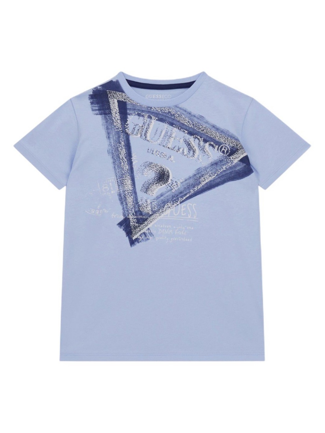 

GUESS kids Boys Graphic Printed Round Neck Cotton T-shirt, Purple