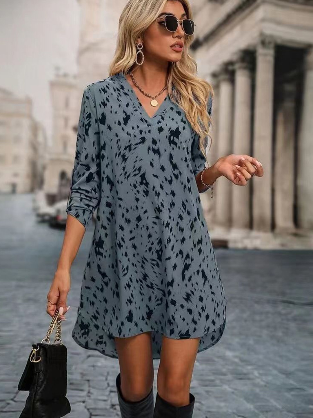 

HERE&NOW Print A-Line Dress, Blue