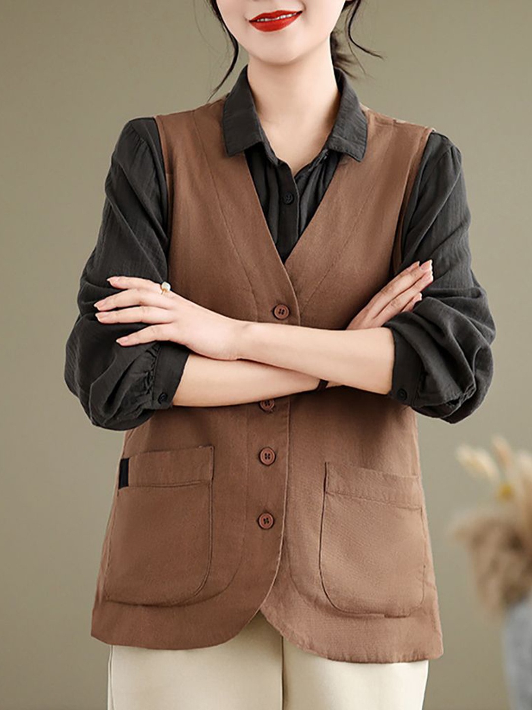 

StyleCast x Revolte Women Outdoor Tailored Jacket, Coffee brown