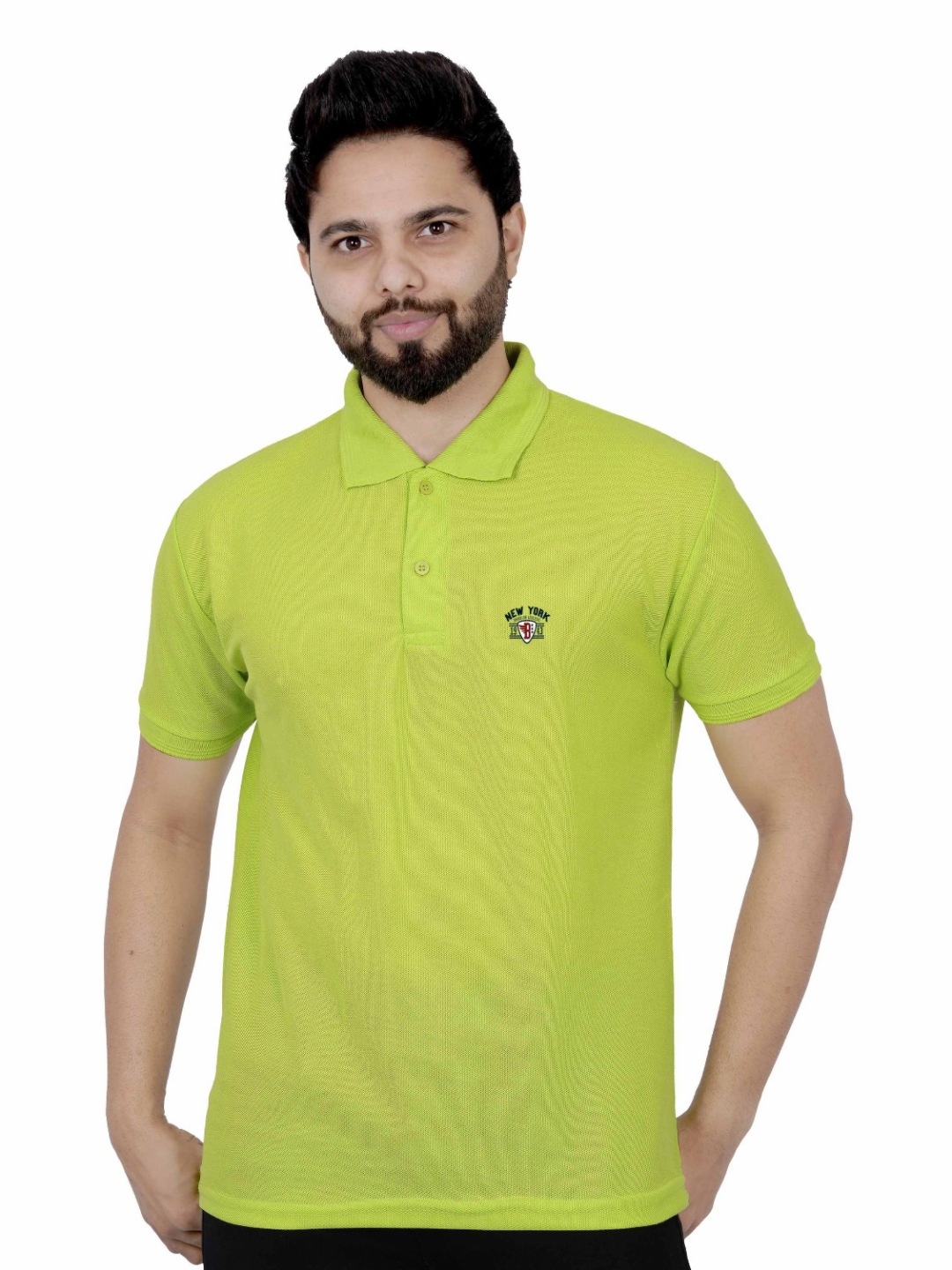 

LA MILANO Men Polo Collar Slim Fit T-shirt, Lime green