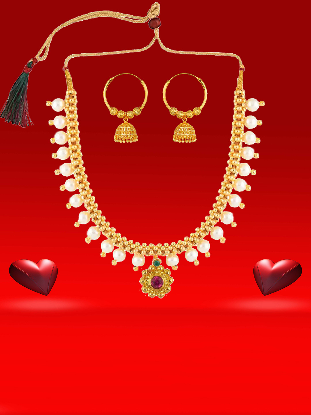 

Heer Collection Gold-Plated Stone Studded Jewelry Set