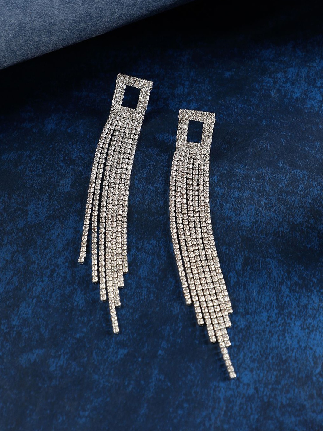 

SOHI Silver Plated Crystals Drop Earrings