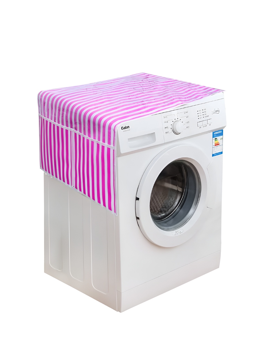 

prettykrafts Pink & White Striped Front Loader Washing Machine Top Cover