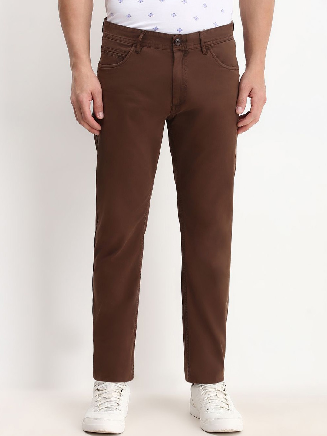 

Allen Solly Men Slim Fit Trousers, Brown