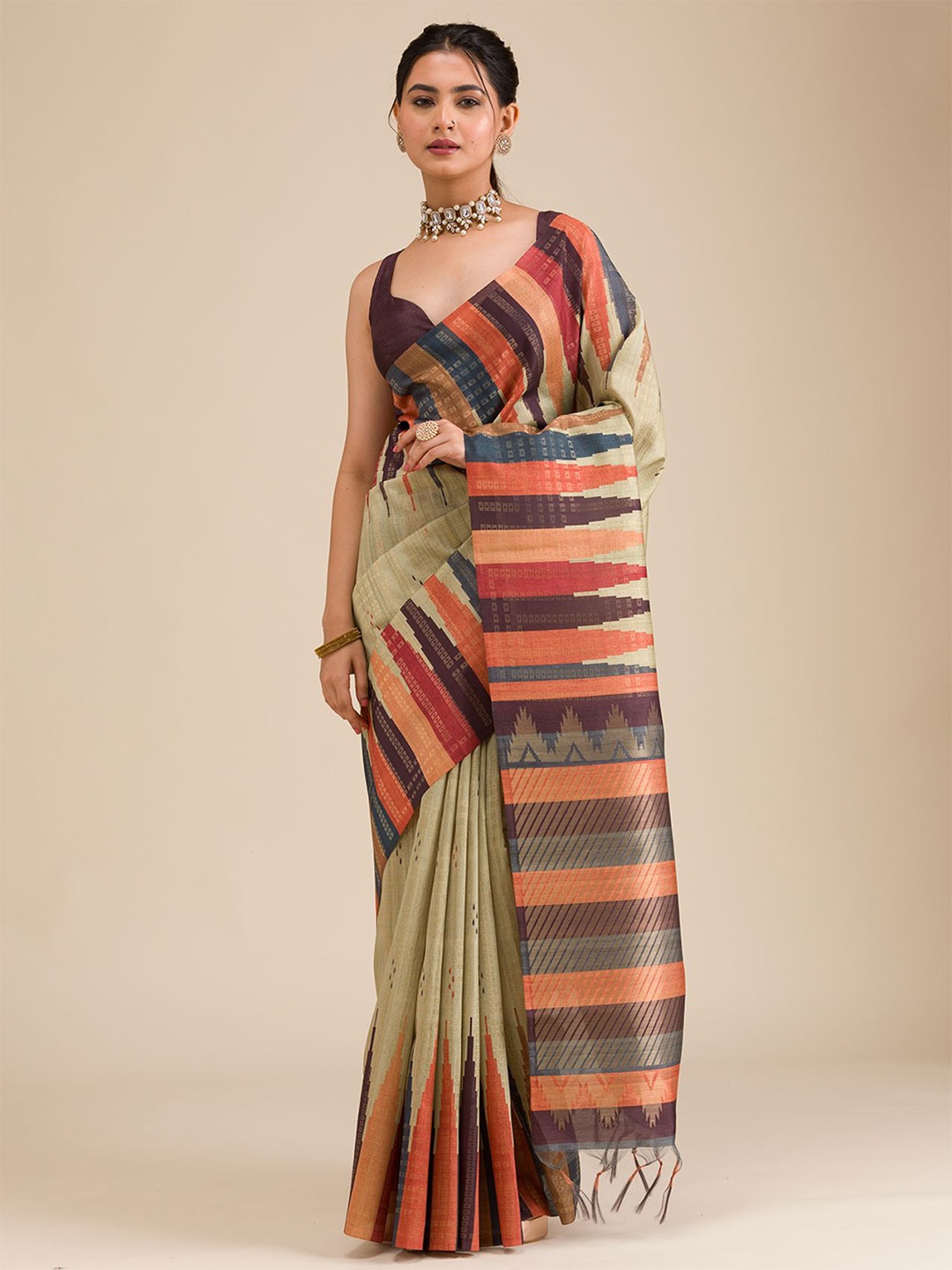 

Koskii Printed Saree, Green