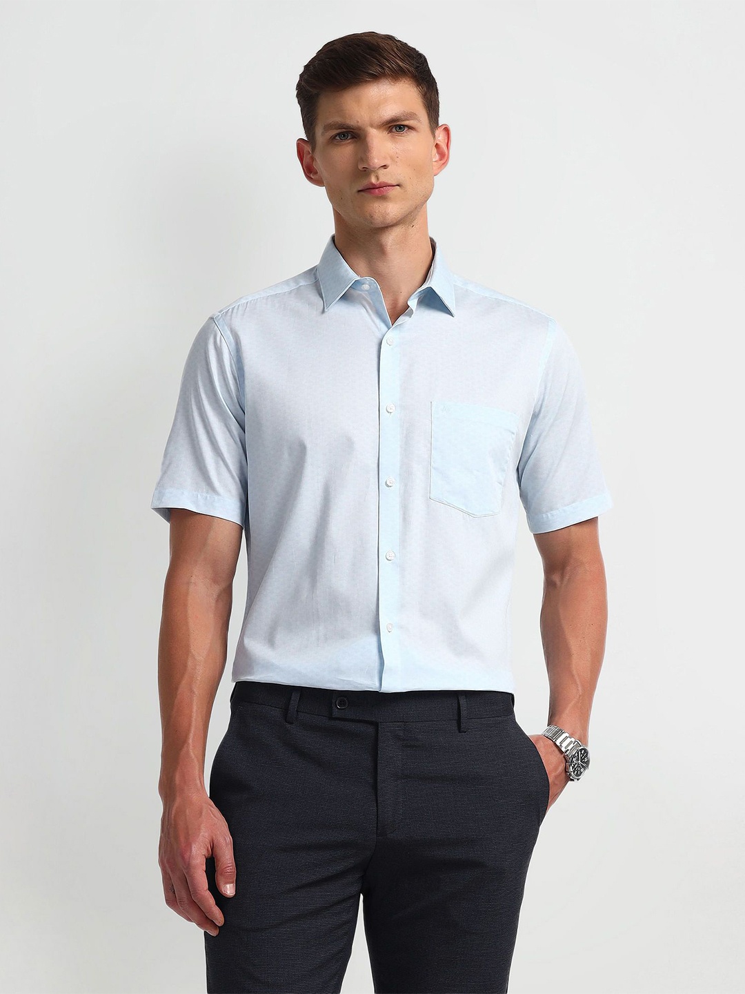 

Arrow Men Opaque Printed Formal Shirt, Blue