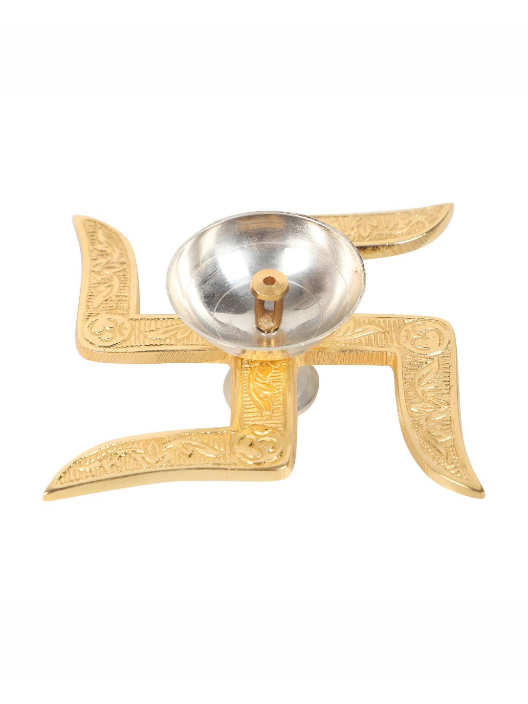 

Amaya Decors Yellow & White Aluminium & Brass Satiya Diya, Gold