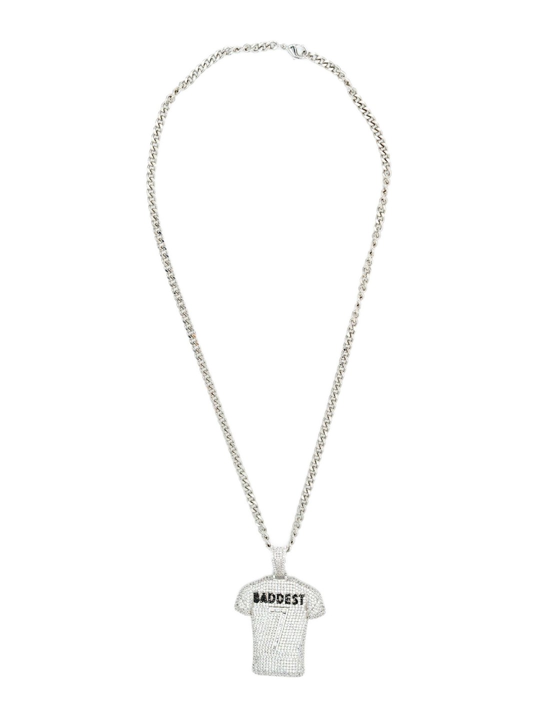 

WRAPGAME INDIA Silver Rhodium-Plated Stones Studded 7 Tee Pendant With Chain