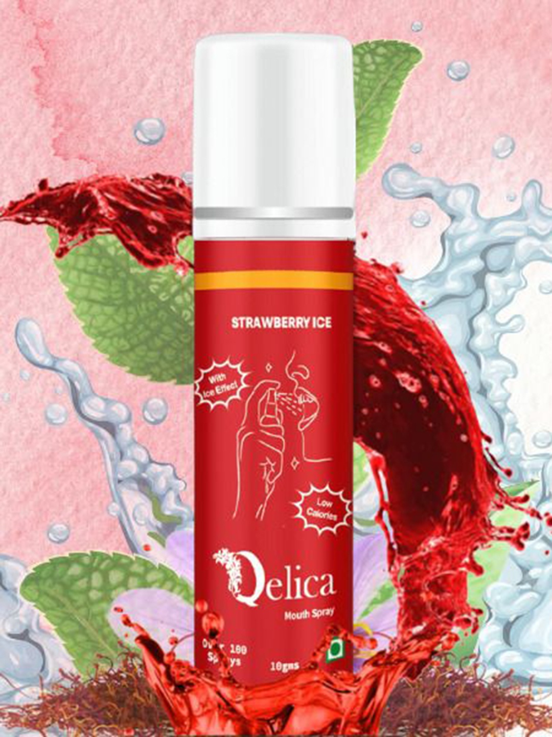 

Qelica Strawberry Ice Mouth Freshener Spray 10 g, Red