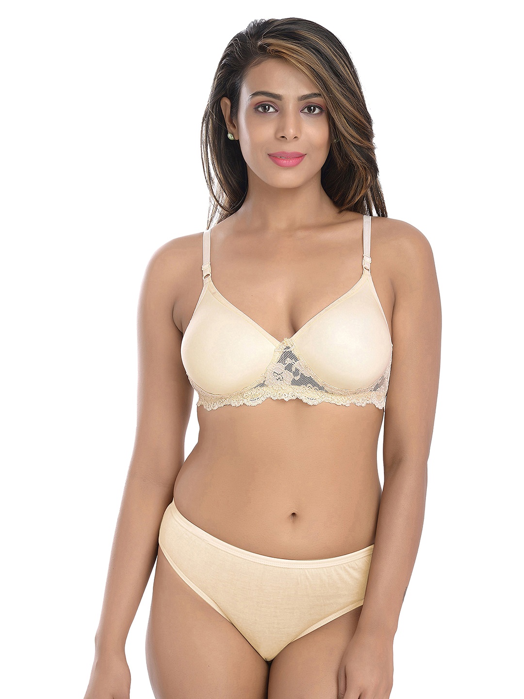 

AROUSY Laced Lightly-Padded Lingerie Set- C_PDCL-Set1, Brown