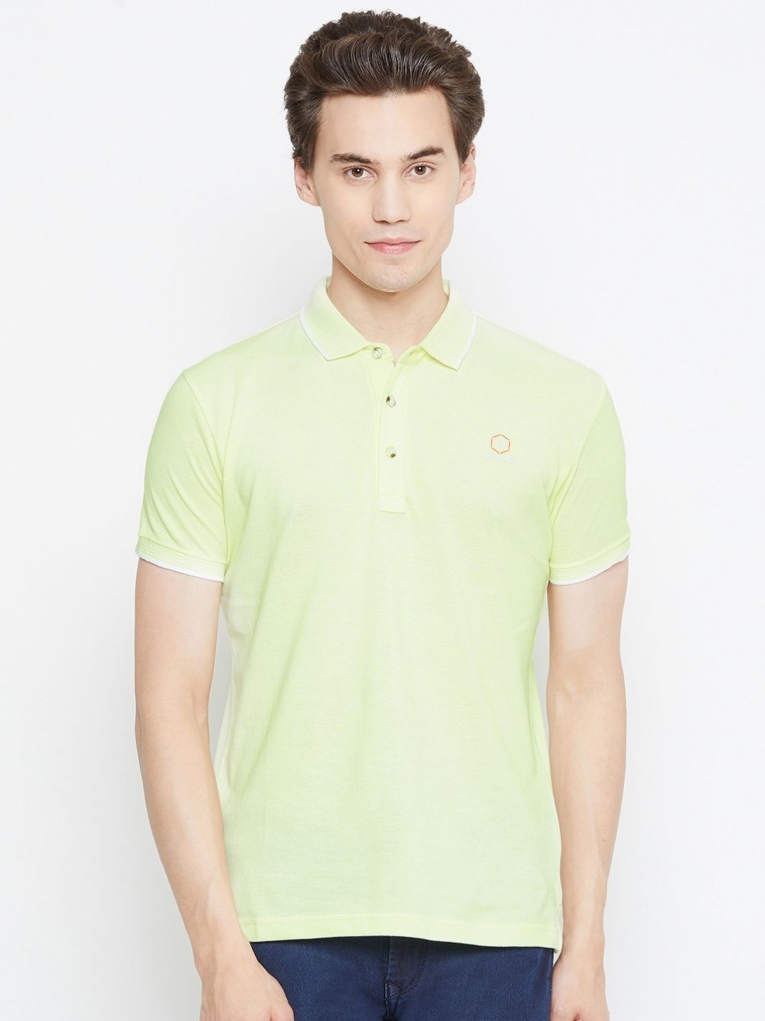 

Duke Men Solid Polo Collar Cotton Slim Fit T-shirt, Yellow