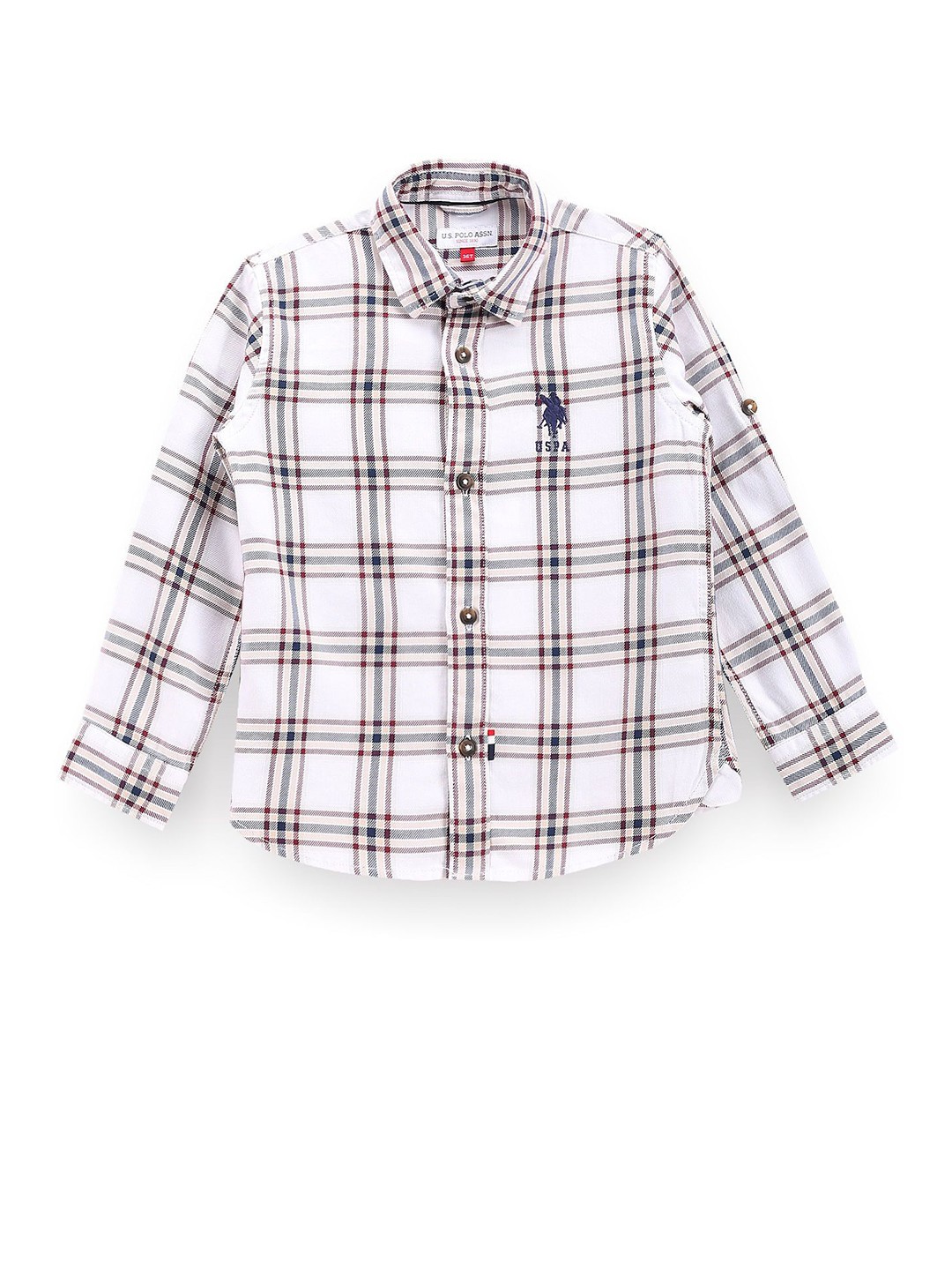 

U.S. Polo Assn. Kids Boys Opaque Checked Casual Shirt, White