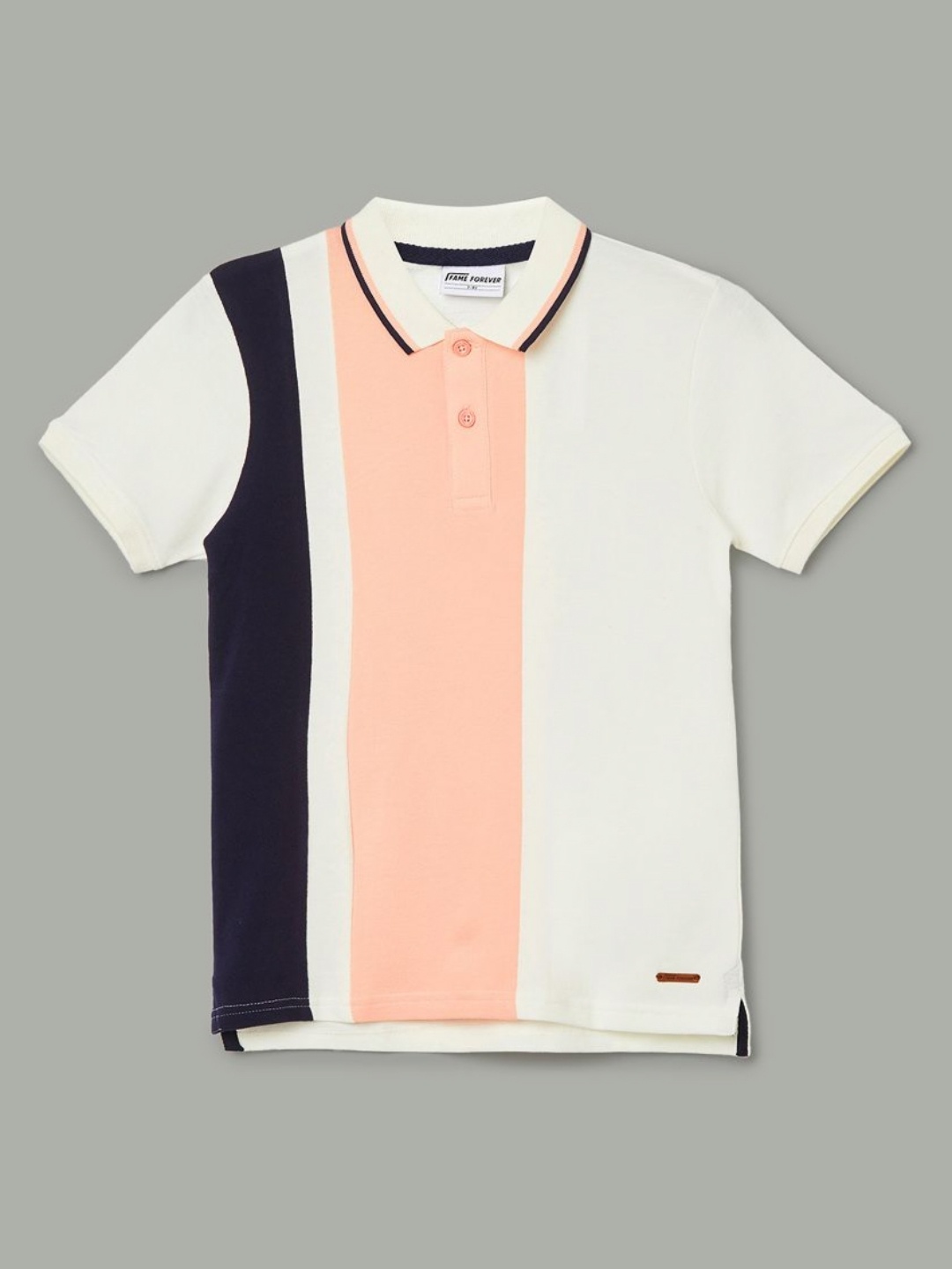

Fame Forever by Lifestyle Boys Colourblocked Polo Collar Cotton T-shirt, White