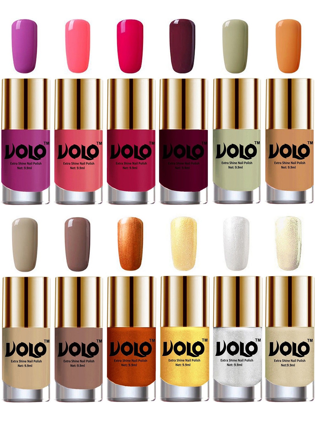 

VOLO Set Of 12 Extra Shine Nail Polish-9.9ml Each -Combo-No-26, Beige