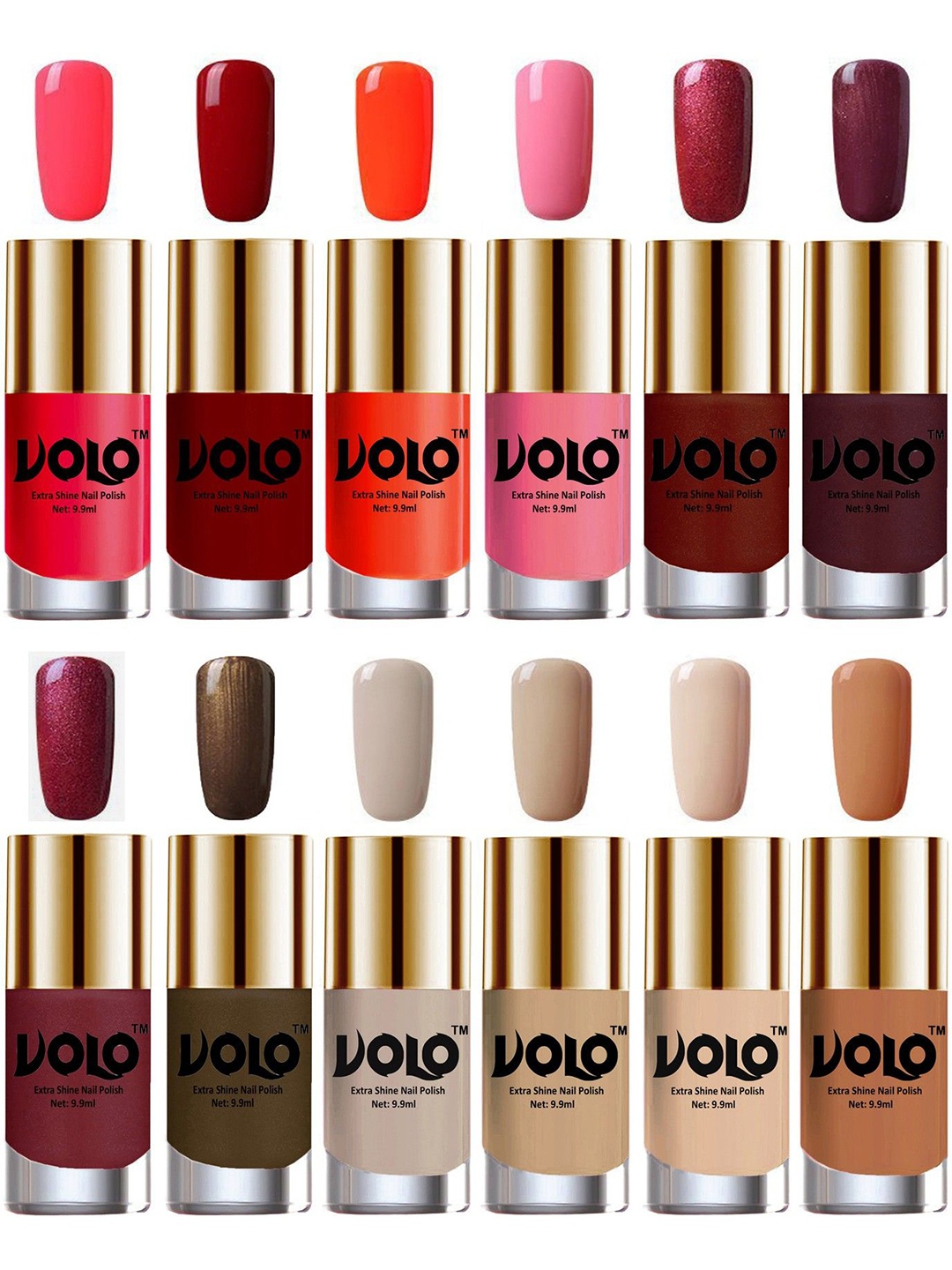 

VOLO Set Of 12 Super Shine Nail Polish-9.9 ml Each Shade-322, Multi