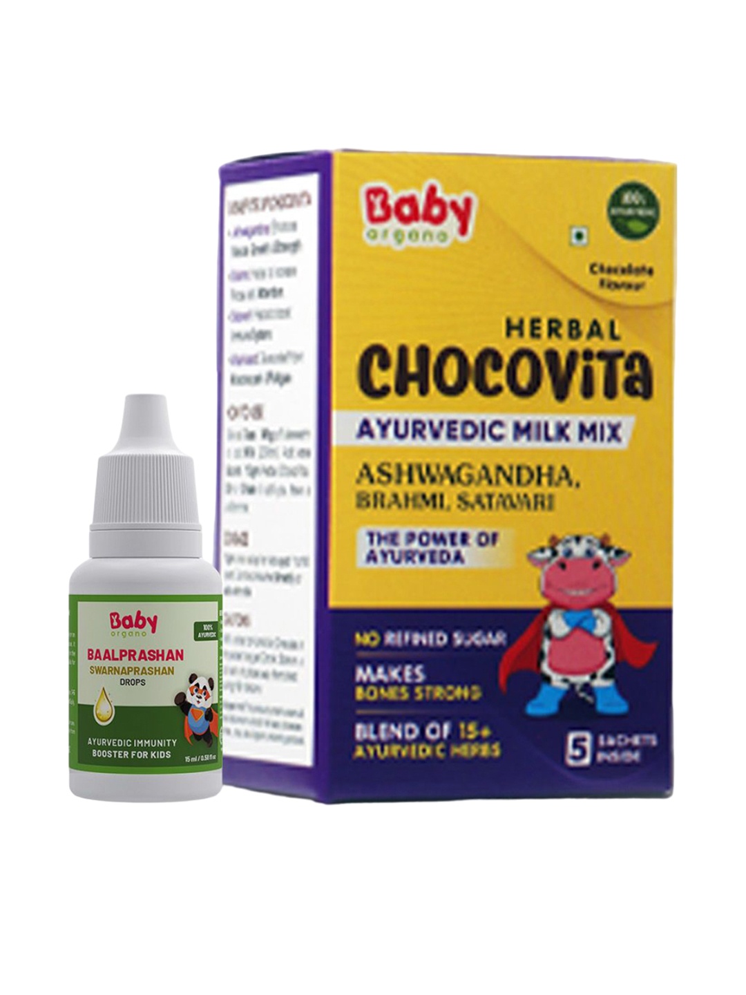 

BABYORGANO Baal Prashan Swarnaprashan Immunity Booster 15ml & Chocovita, Green