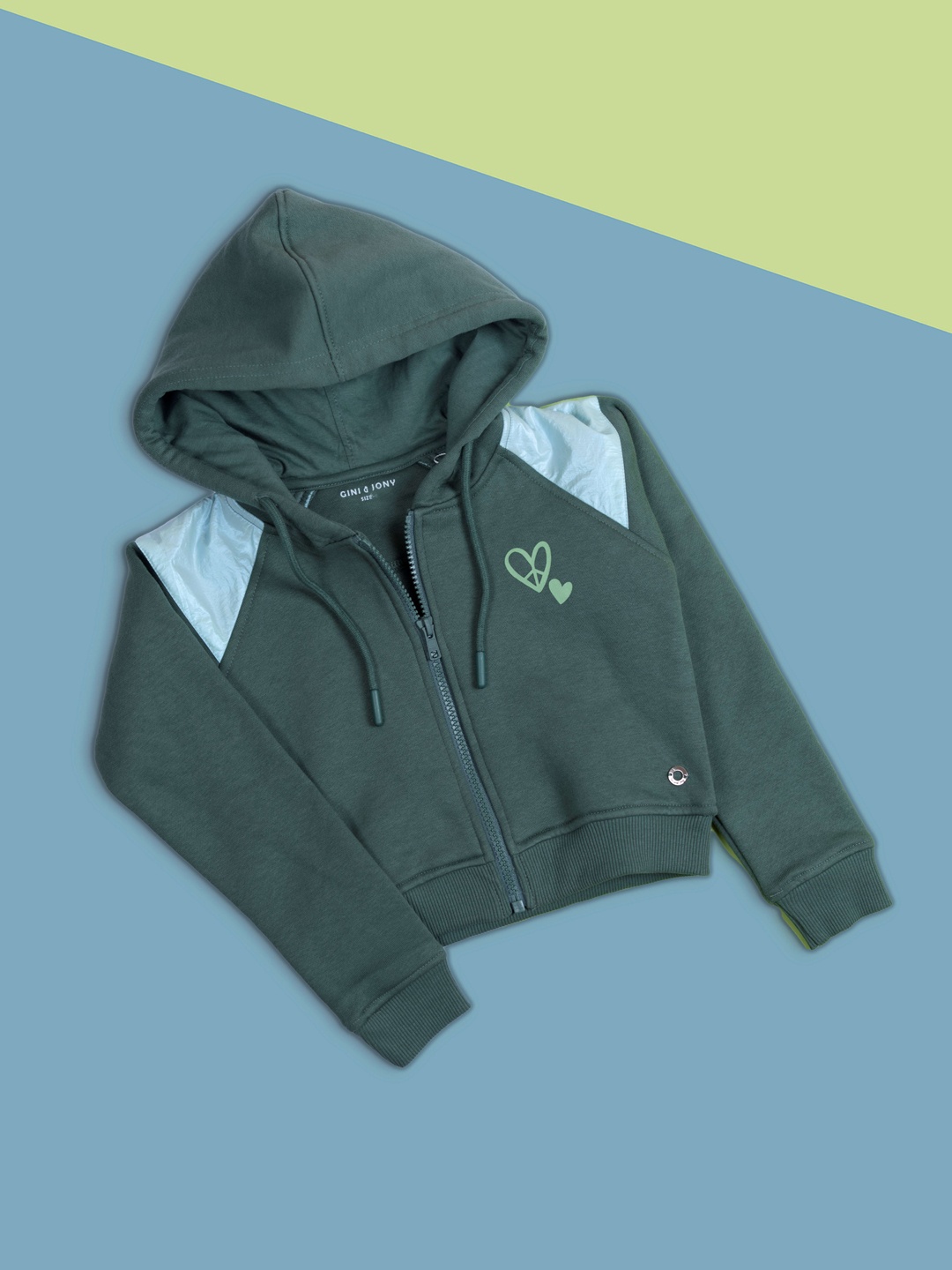 

Gini and Jony Girls Typography Sporty Jacket, Green