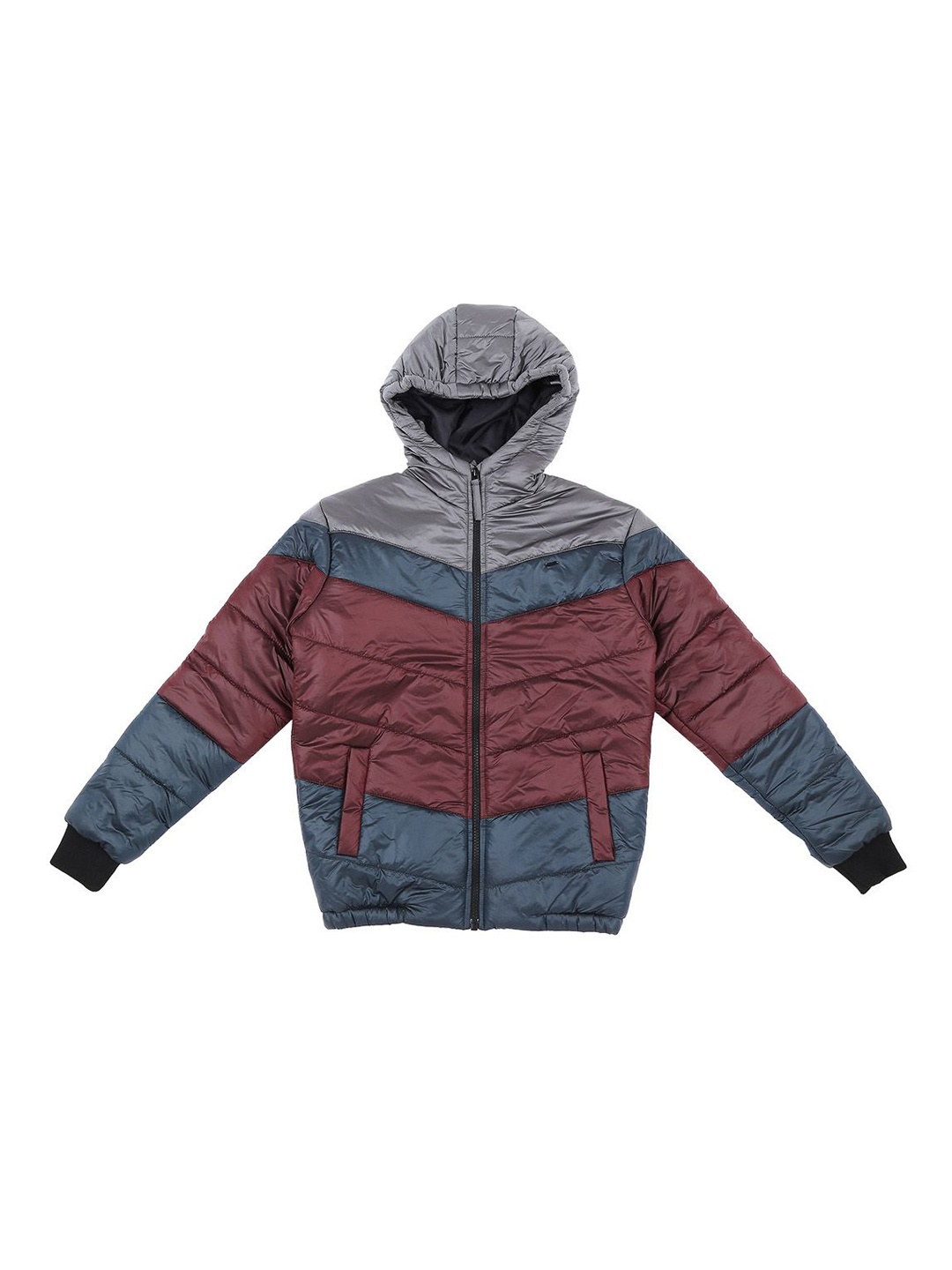 

Gini and Jony Boys Typography Colourblocked Puffer Jacket, Metallic