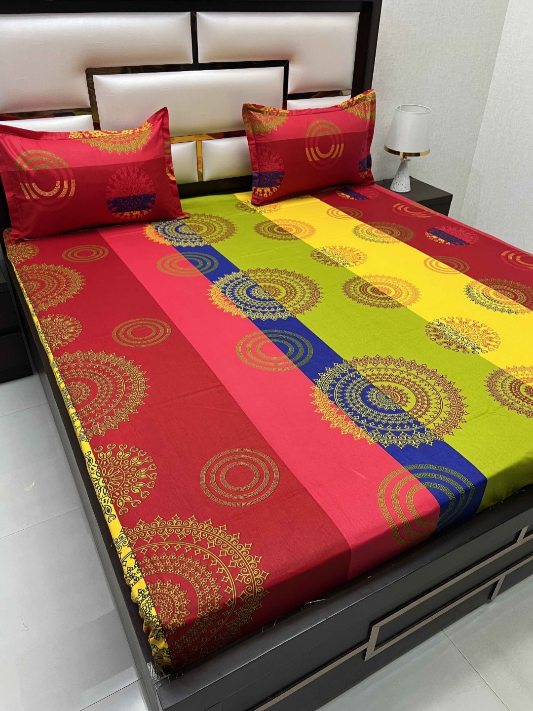 

Pure Decor Passion Fur Red & Blue Ethnic Motifs Cotton 200 TC Queen Bedsheet Set