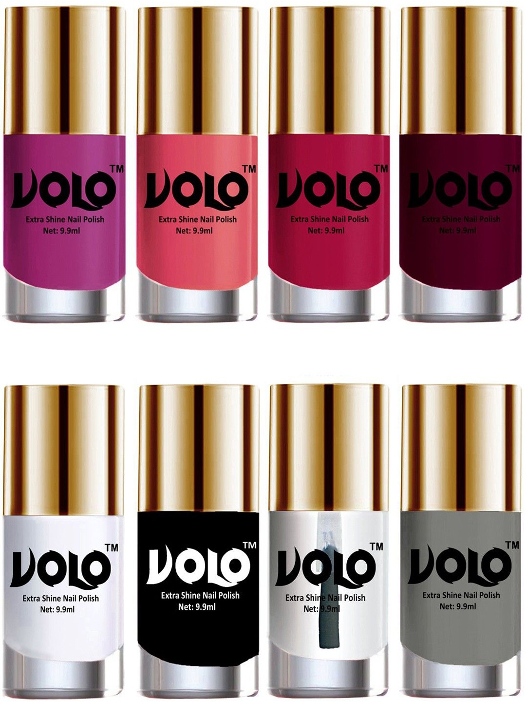 

VOLO Set Of 8 Luxury Super Shine Nail Polish - 9.9 ml Each - Combo-No-22, White