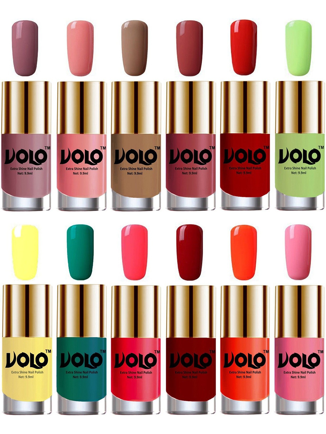 

VOLO Set Of 12 Extra Shine Nail Polish- 9.9ml Each-Combo-No-234, Multi