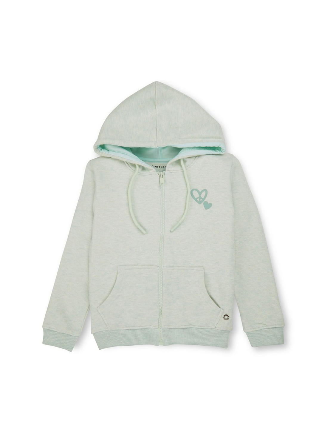 

Gini and Jony Girls Printed Hooded Open Front Jacket, Green
