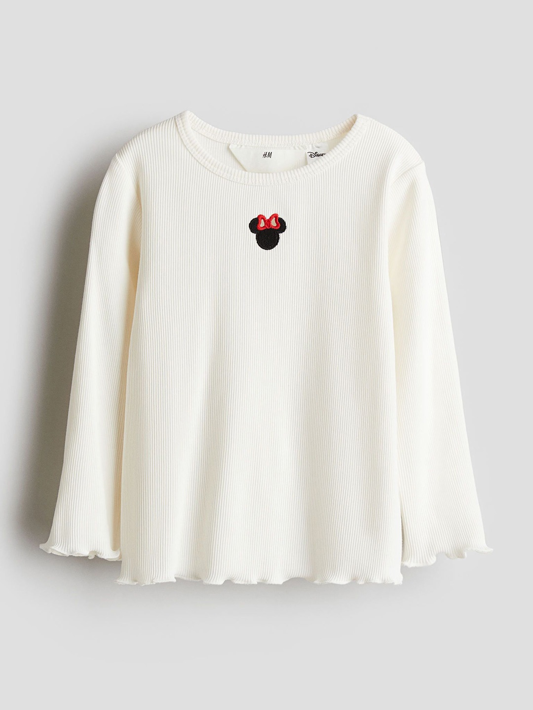

H&M Infant Girls Long-Sleeved Printed Top, White