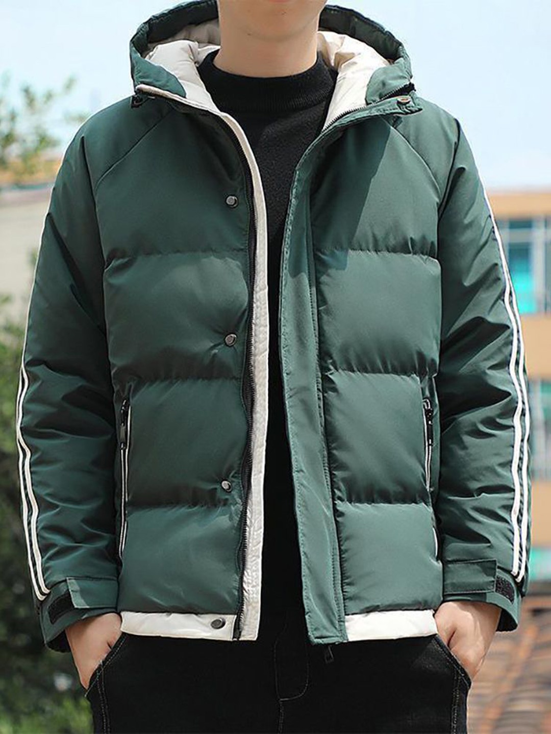 

StyleCast x Revolte Men Hooded Puffer Jacket, Green