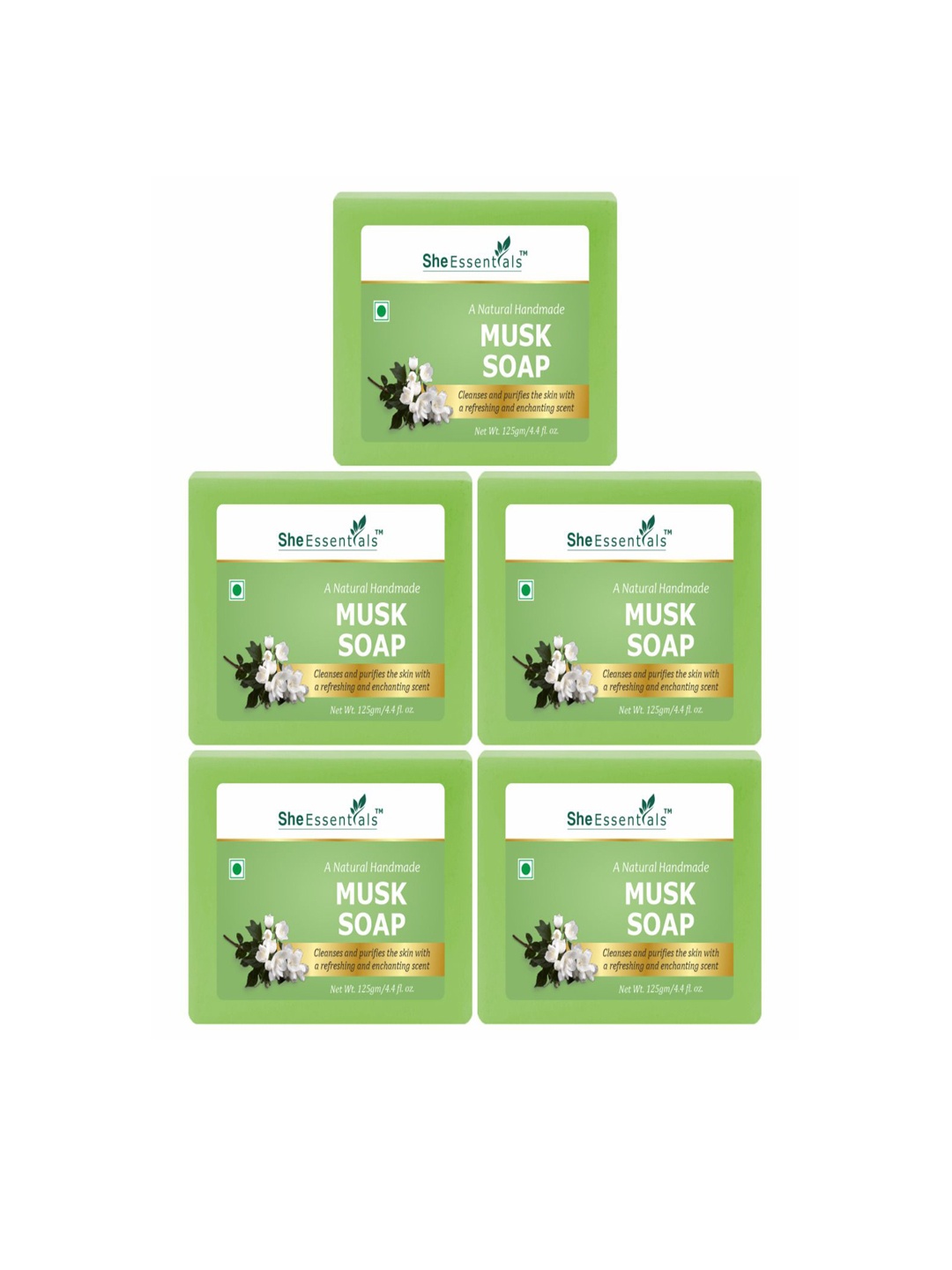 

She Essentials Set Of 5 Natural Musk Soaps-125g Each, Transparent