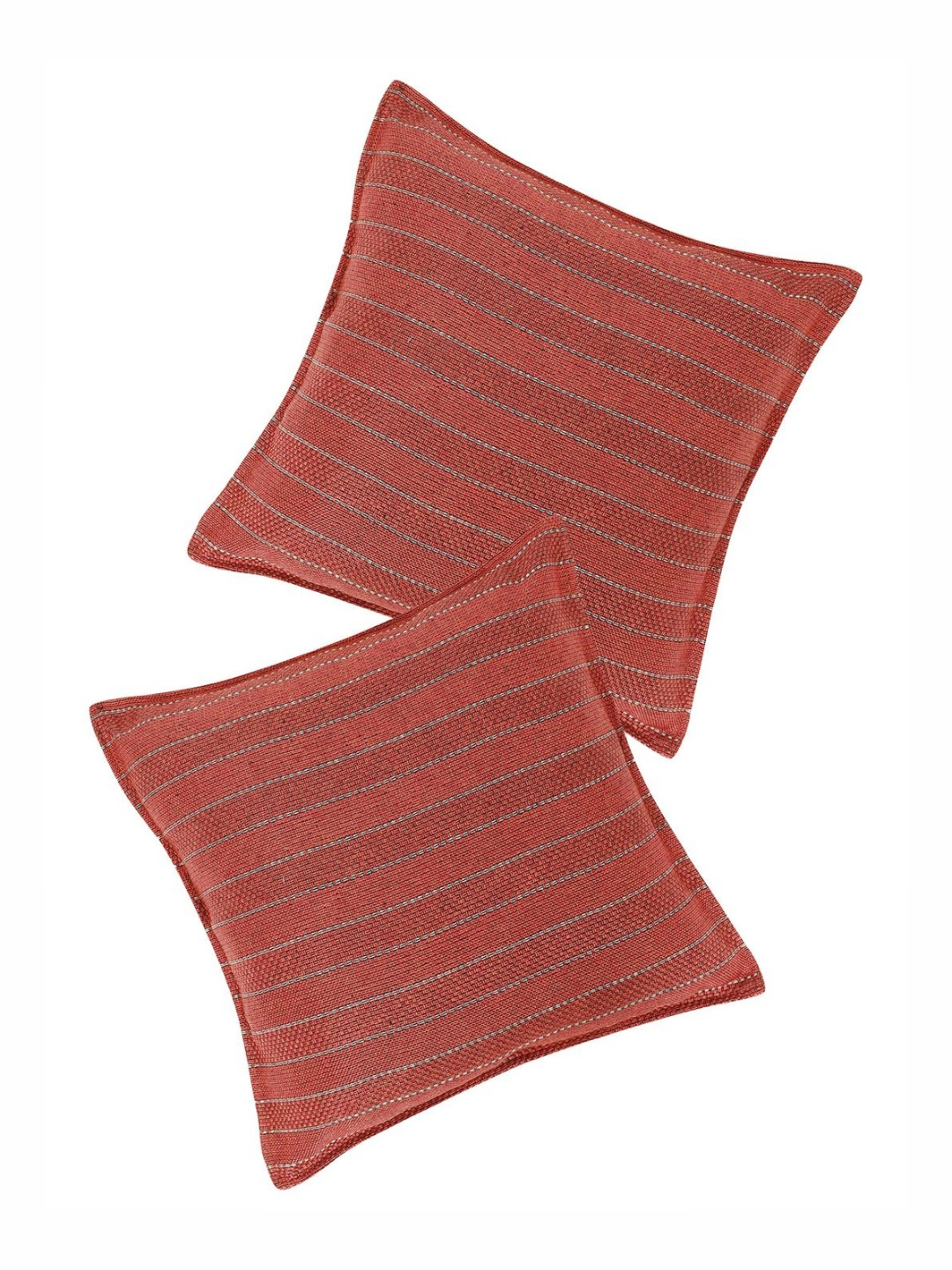 

THE CONVERSION Red 2 Pieces Striped Square Cushion Covers