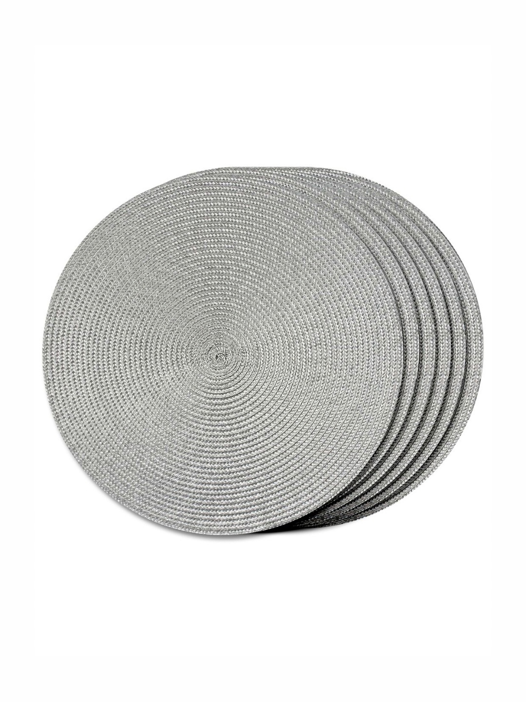 

TIED RIBBONS Grey 6 Pieces Textured Round Table Placemats