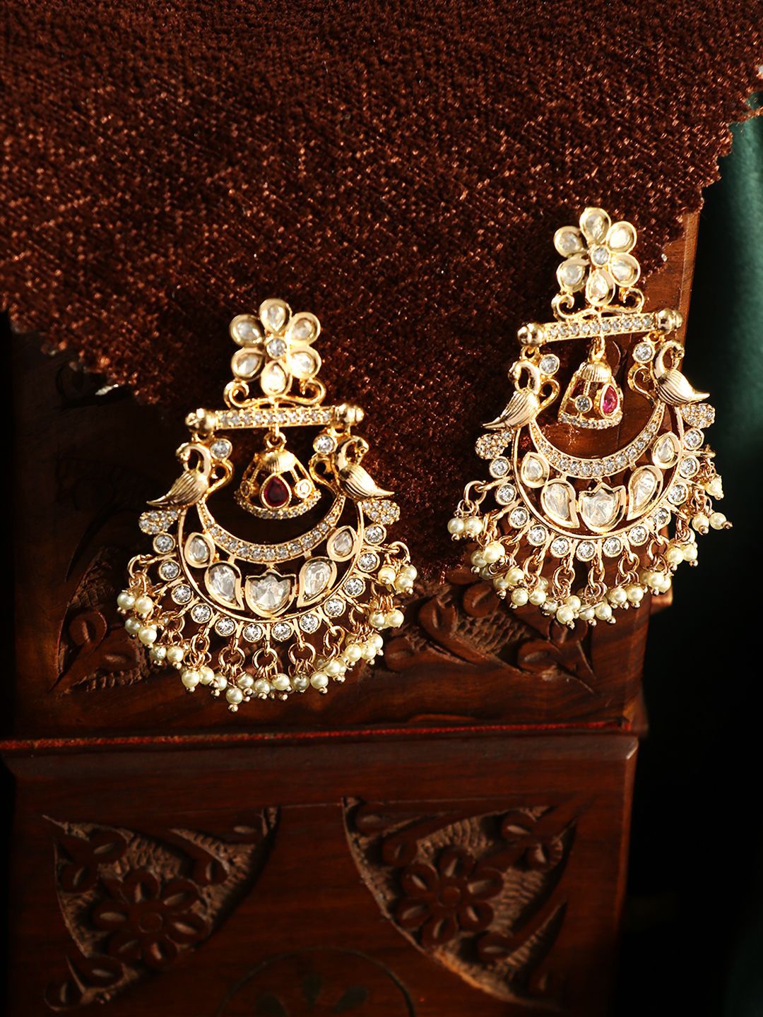 

Adwitiya Collection Gold Plated Kundan Classic Drop Earrings